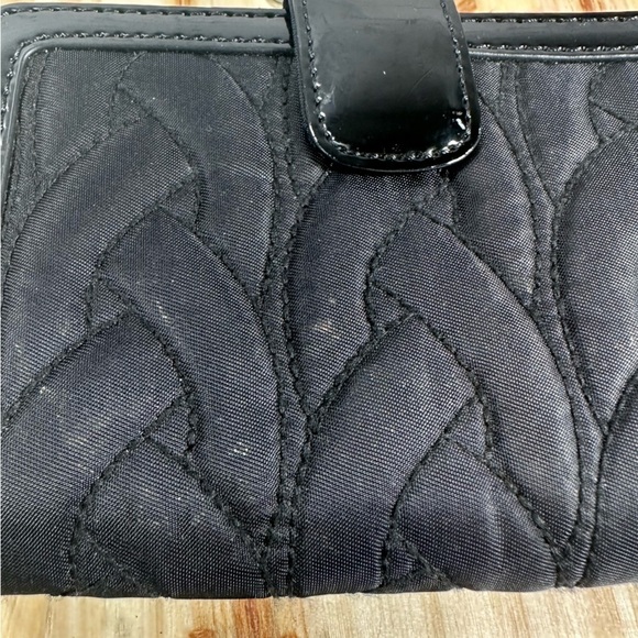 Black Vera Bradley Nylon Quilted Versatile Wallet Patent Leather Trim Small - Picture 9 of 9